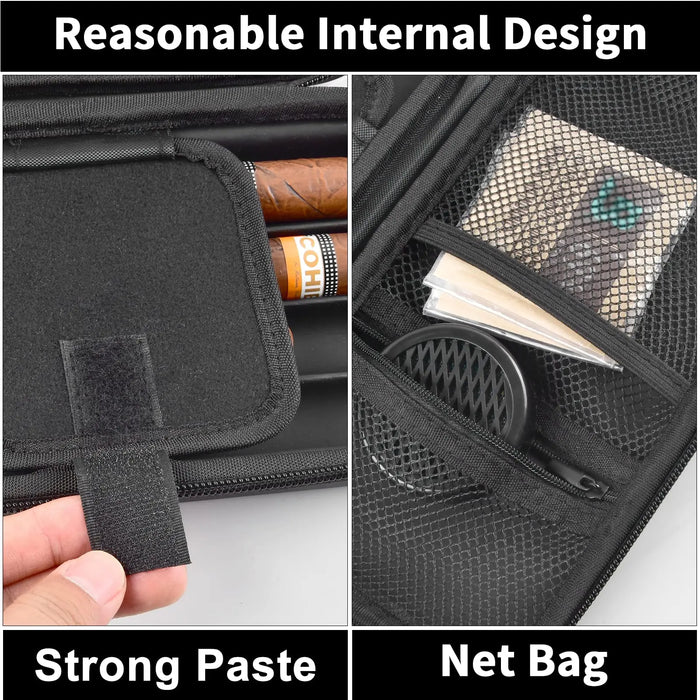 4 Finger Cigar Case Humidifier Travel Holder For Cutter Lighter Humidity Packs