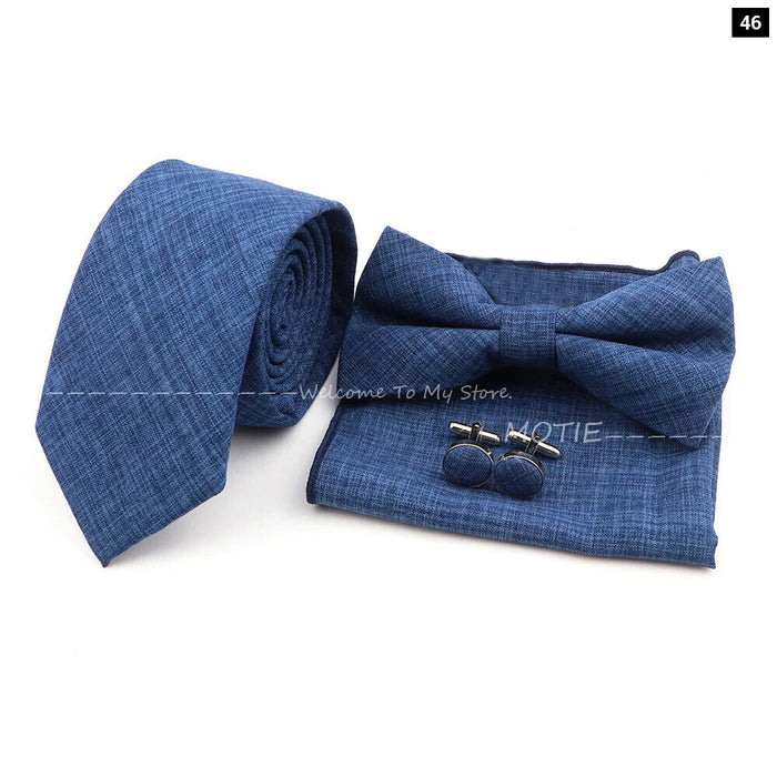 27 Colour Tie Set Classic Cotton Pocket Square Cufflink And Bowtie For Mens Wedding Party Accessories