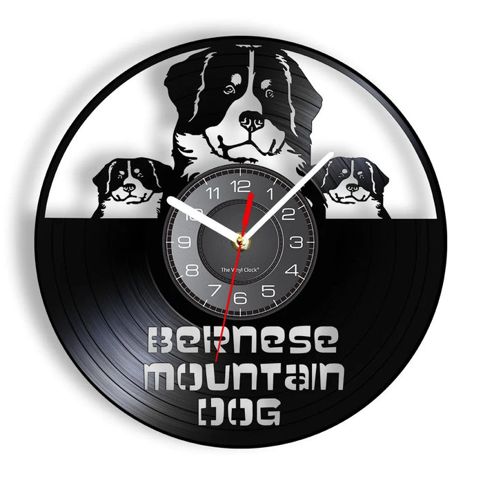 Berner Sennenhund Vinyl Record Wall Clock With Led Night Light