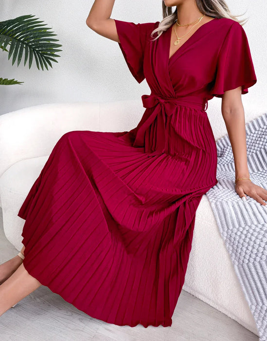 V Neck Chiffon Maxi Dress for Women