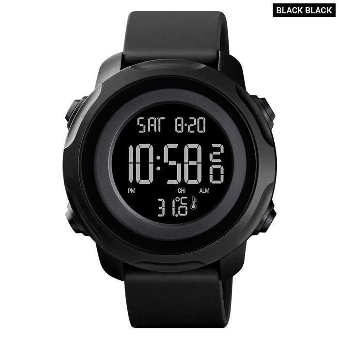 Men's Silicone Digital Date Calendar Display 5ATM 50M Water Resistant Wristwatch