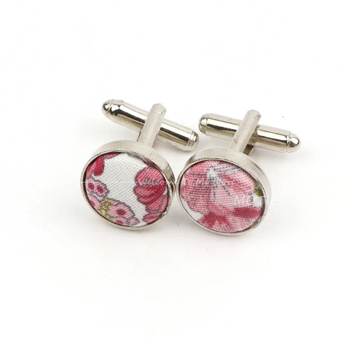 Floral Pattern Cufflinks Mens Classic White Metal Accessory