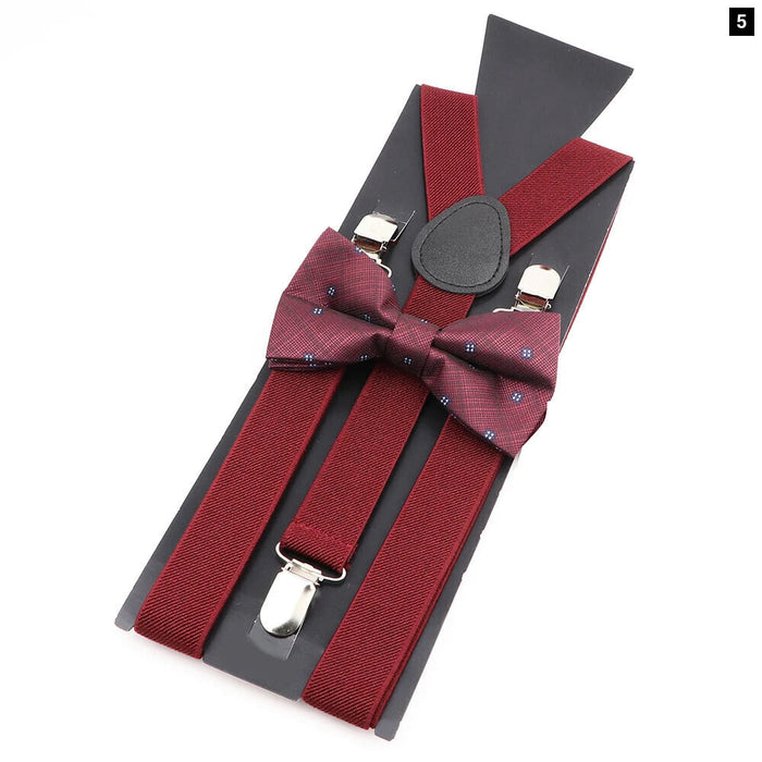 Plaid Bowtie Suspenders Set For Weddings