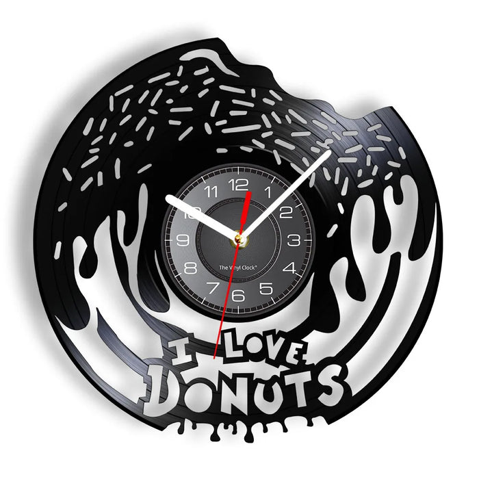 Donut Lovers Vinyl Record Wall Clock