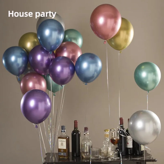 50Pcs 10 Metallic Latex Balloons Gold Silver Chrome Wedding Decor Birthday Party Supplies Globos