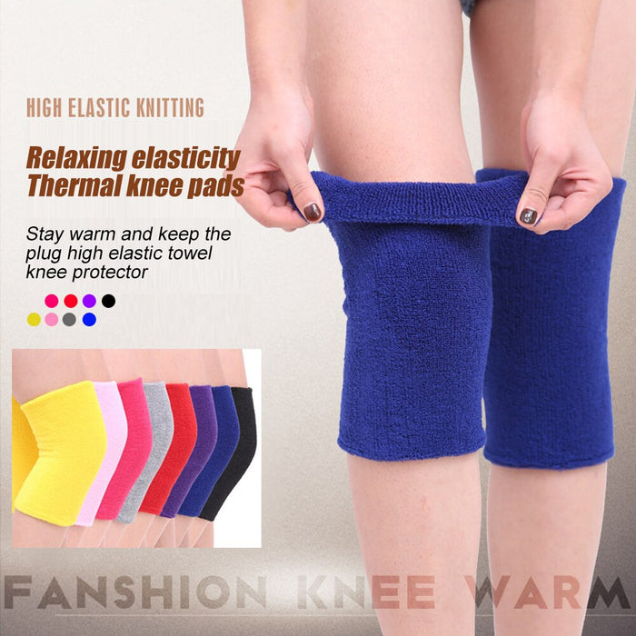 1 Pair Elastic Winter Warm Towel Knee Sleeves For Joint Pain Arthritis Relief