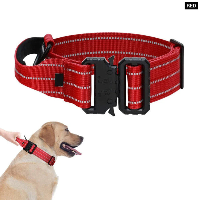 Heavy Duty Tactical Dog Collar Adjustable Military Control Handle