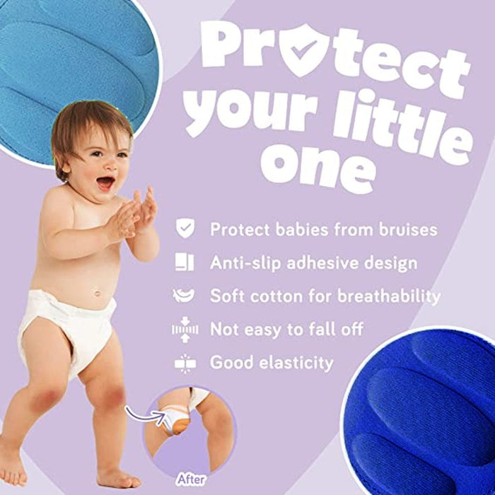 2Pcs/Pair Baby Knee Pads for Crawling, Anti-Slip Elastic Breathable Cotton Knee Protector Cushion for Babies Toddlers Infants