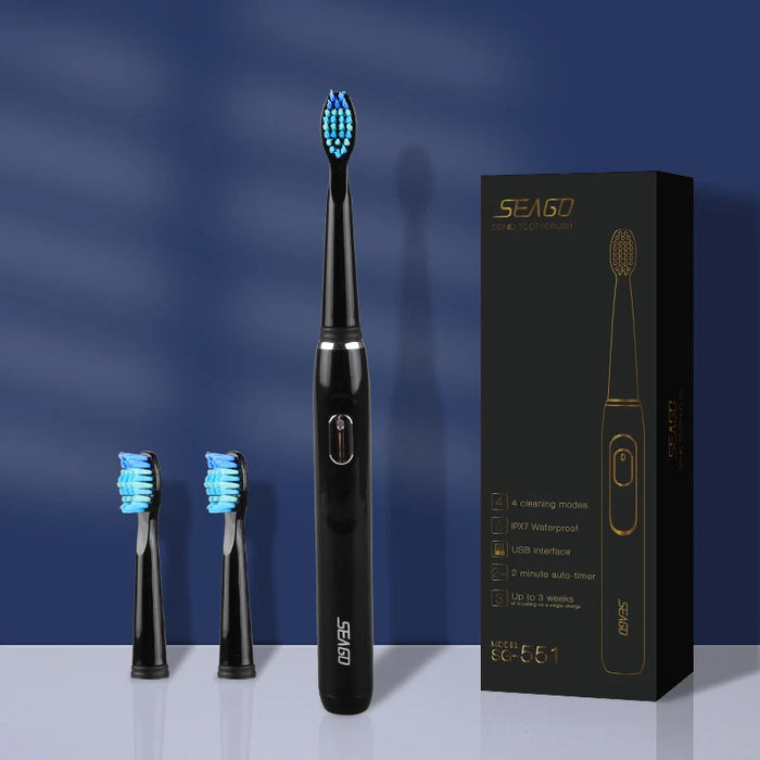 Rechargeable Sonic Toothbrush 4 Modes 3 Heads