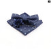 Blue Paisley Bowtie Set Polyester Skinny Pocket Square