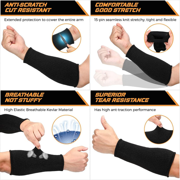 2 Pair Cut Resistant Anti-Puncture Fingerless Arm Sleeve Cover for Men Women