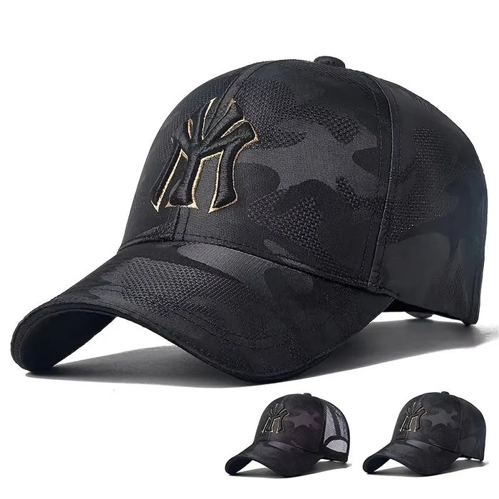 Embroidered Camo Baseball Hat For Outdoor Wear