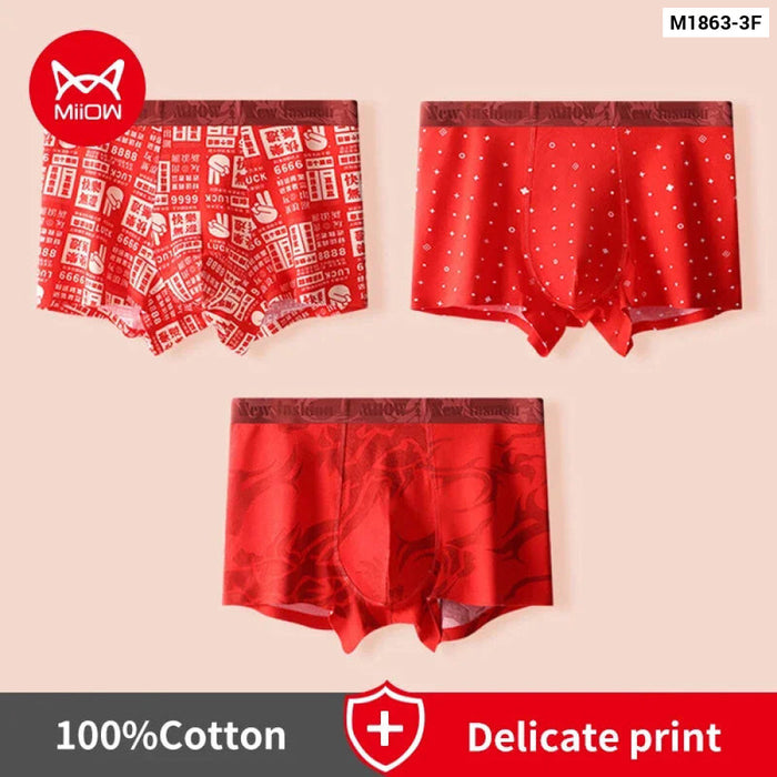 Pack Of 3 Antibacterial Mens Boxers Red Print