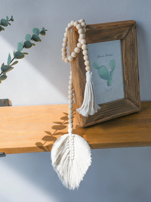 Boho Wood Bead Macrame Wall Hanging Decor