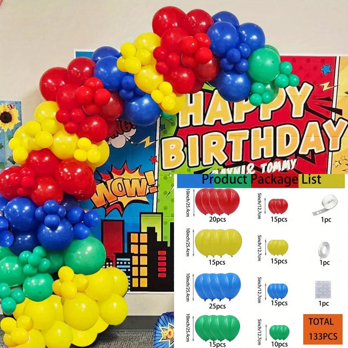 133 Pcs Rainbow Theme Balloon Set Suitable For Birthday Outdoor Park Picnic Anniversary Celebration Graduation Summer Party