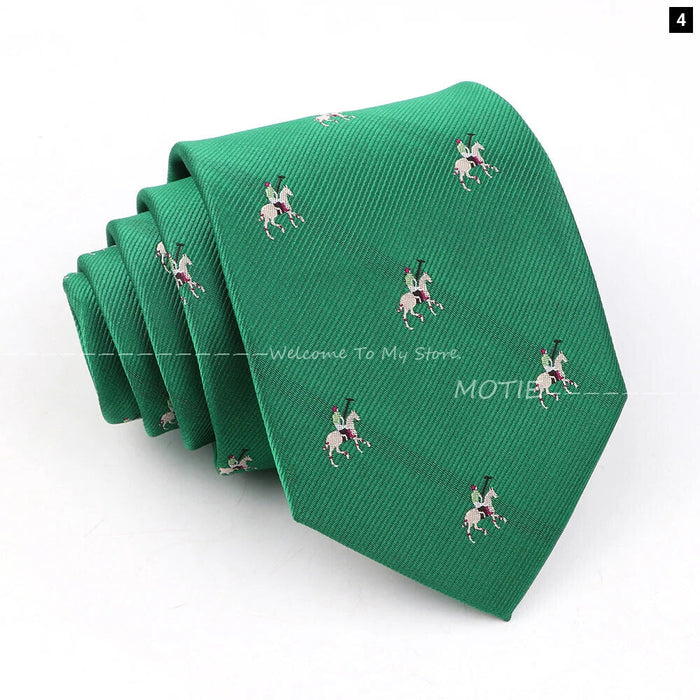 Horseback Riding Neckties Brown Polyester Ties For Men