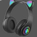 Foldable Wireless Headphones With Cat Ears And Led