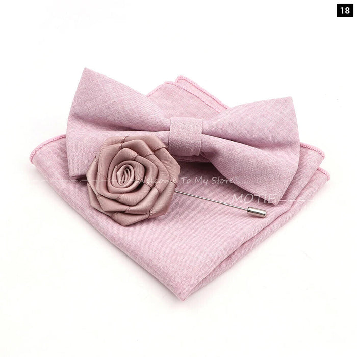 Design Cotton Handkerchief Set Adult And Kids Butterfly Bowtie Cufflink Brooch Party Suit Accessories