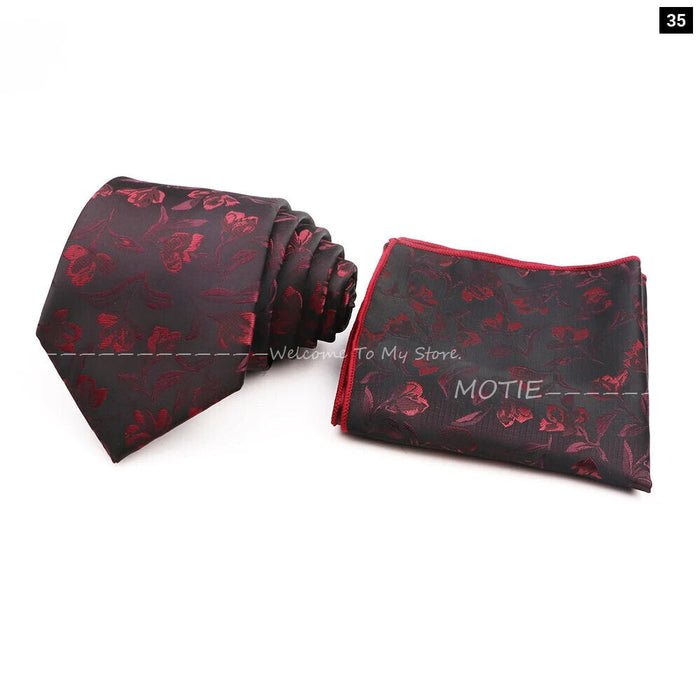 Floral Pocket Square Tie Set For Weddings Parties And Daily Wear