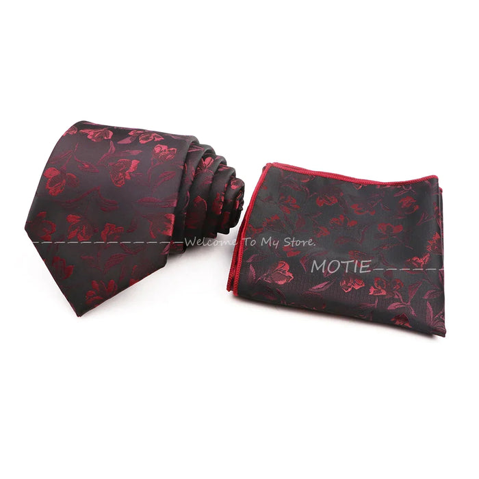 Floral Pocket Square Tie Set For Weddings Parties And Daily Wear