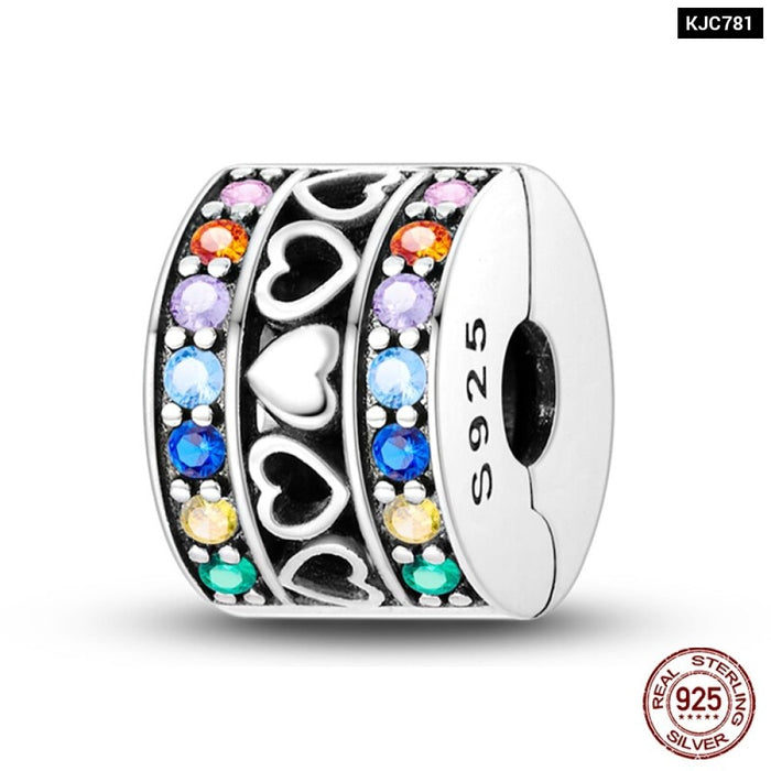 Fit Pandora Original Bracelet 925 Sterling Silver Cats Claw Butterfly Silicone Spacer Beads Colourful Zircon Fine DIY Jewelry