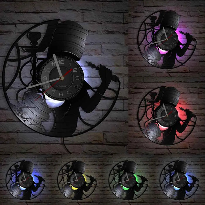 Vinyl Record Hookah Lounge Wall Clock