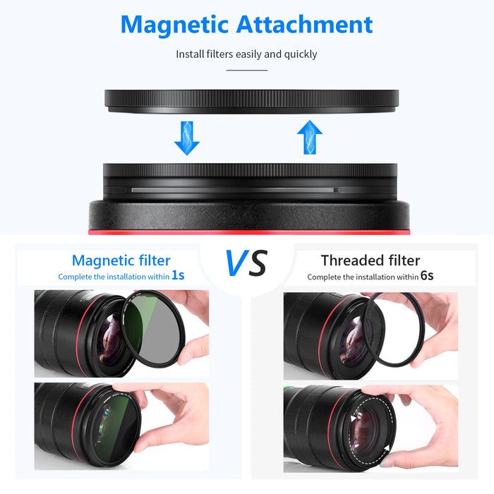 4 In 1 Magnetic Lens Filter Kit Nd1000 Mcuv Cpl Adapter Ring 42 Layer Coating Hd Optical Glass