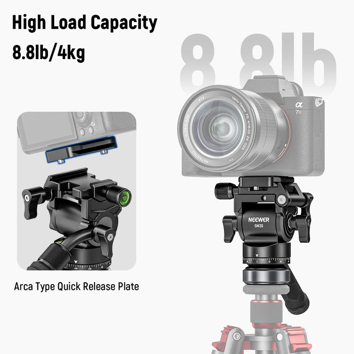 Compact Fluid Head With ±10° Leveling Base For Vertical/Horizontal Shooting 43Mm Dia.