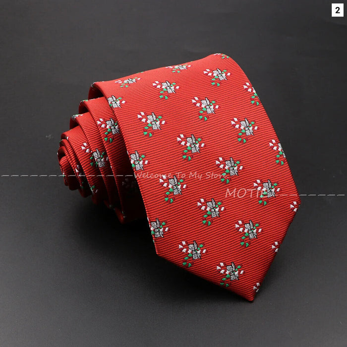 Christmas Tie Festive Snow Santa Claus Necktie For Men And Women