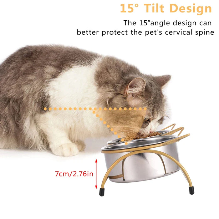 Raised Double Cat Bowls Anti Vomiting Pet Feeding Dishes