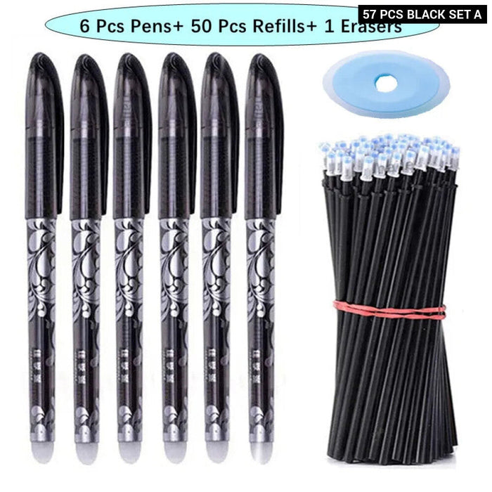 57 Pieces Erasable Gel Pens Set 0.5Mm Black Blue Refills Washable Handle