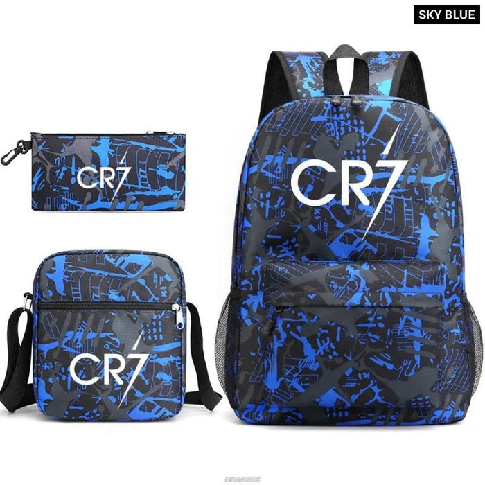 Unisex Cr7 Kids School Book Bags 3Pcs