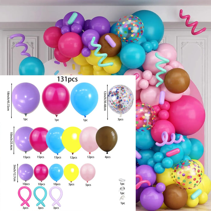 Rainbow Coloured Balloon Arch For Candy Sweet Birthday Party Decorations Donut Grow Ice Cream Birthday Party Decorations
