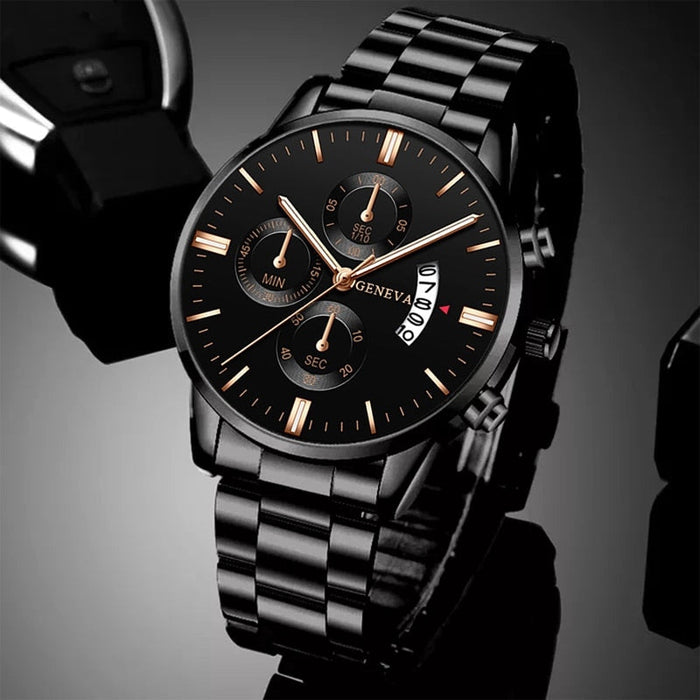 Fashion Mens Watches Luxury Stainless Steel Quartz Wrist Watch Men Business Calendar Watch