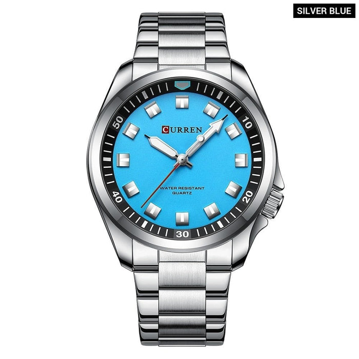 Minimal Stylish Dial Men's Watches with Stainless Steel Strip Trendy Business Quartz Wristwatch