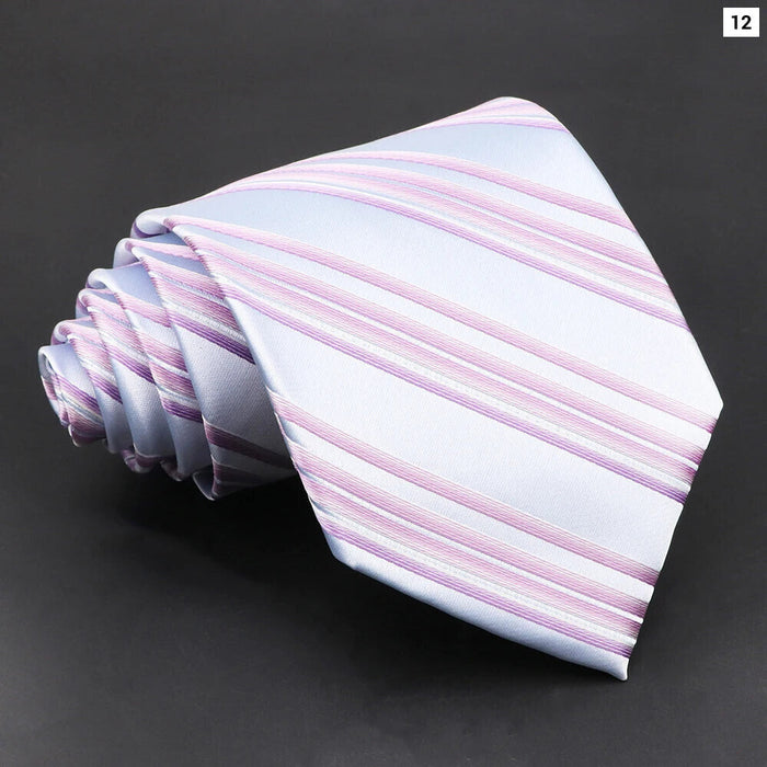 Purple Striped Necktie For Business Weddings And Daily Wear