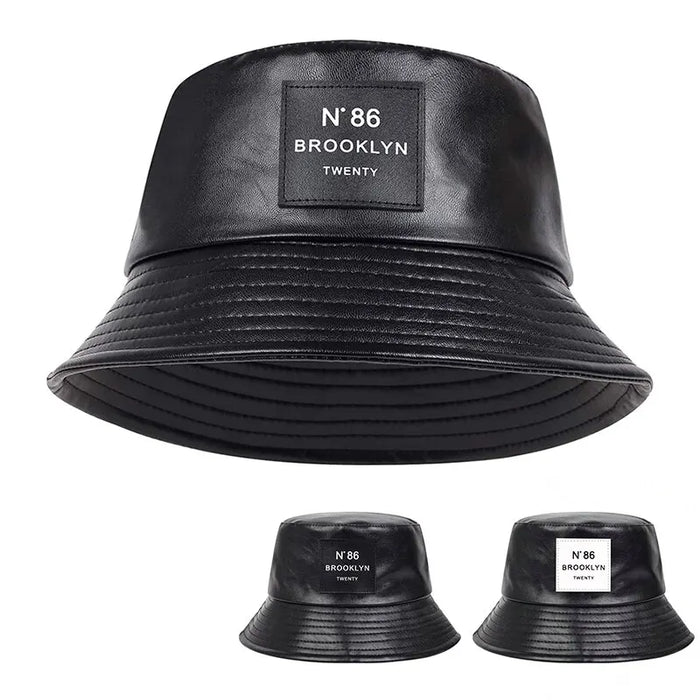 Pu Leather Bucket Hat For Outdoor Sun Protection