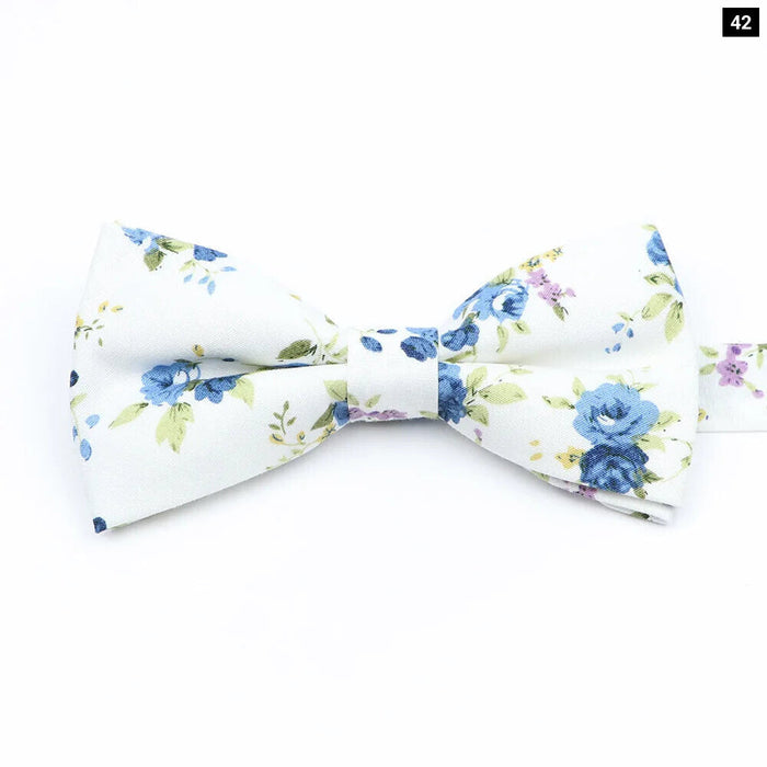 Colourful Floral Bow Ties Fashion Cotton Print For Mens Wedding And Business Suits