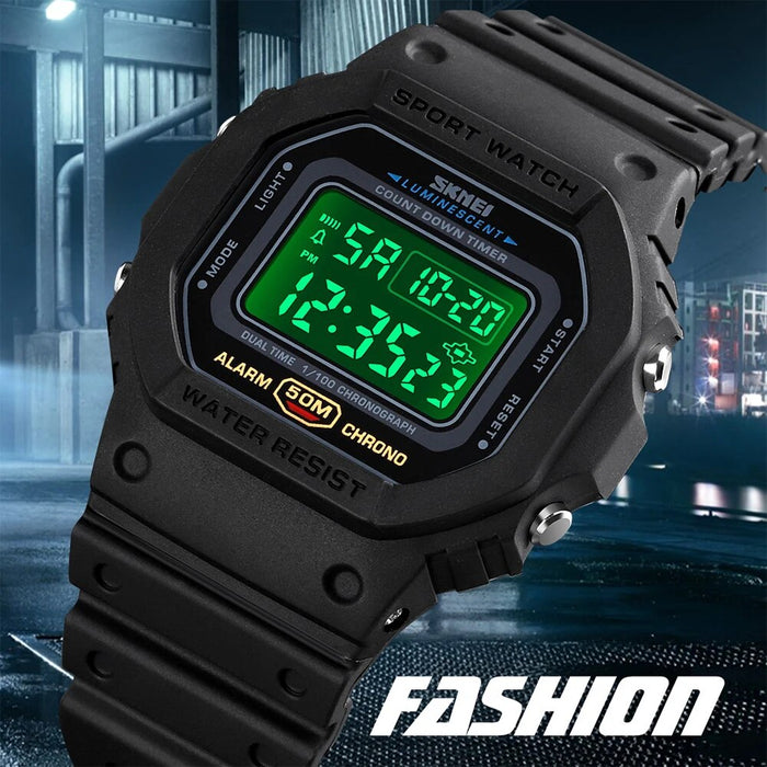 Men's PU Band Digital Date Calendar Display 5ATM 50M Water Resistant Wristwatch