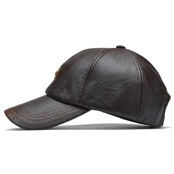 Adjustable Pu Leather Baseball Cap / Hat For Outdoor Wear