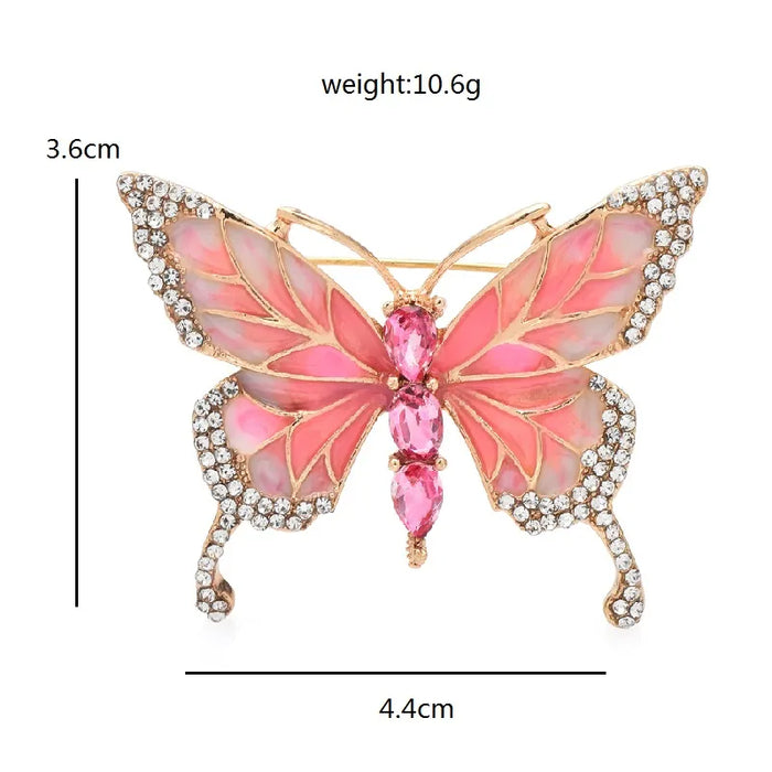 Enamel Butterfly Brooch 4 Colour Rhinestone Insect Pin