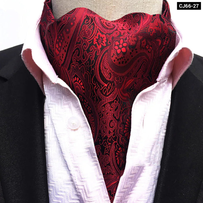 British Gentleman Tie Set Jacquard Paisley Cashew Cravat Ascot Scrunch For Weddings