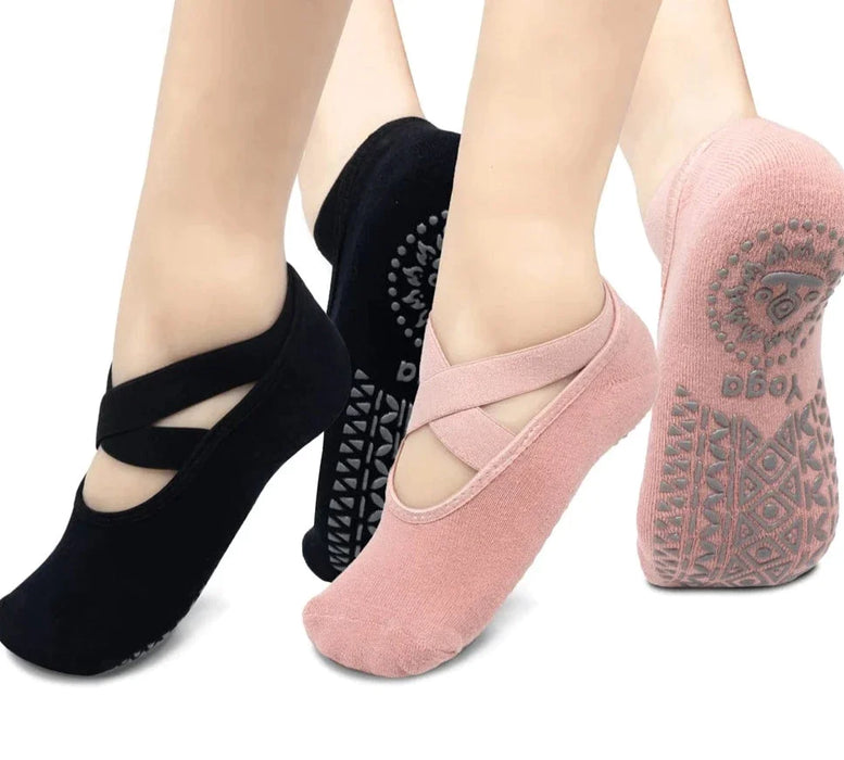 1 Pair Non-slip Grips & Straps Yoga Socks For Women Pilates