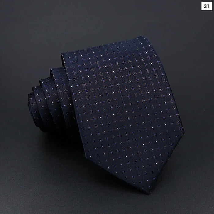 Mens Striped Tie 7Cm Luxury Jacquard Necktie For Business Wedding And Daily Wear