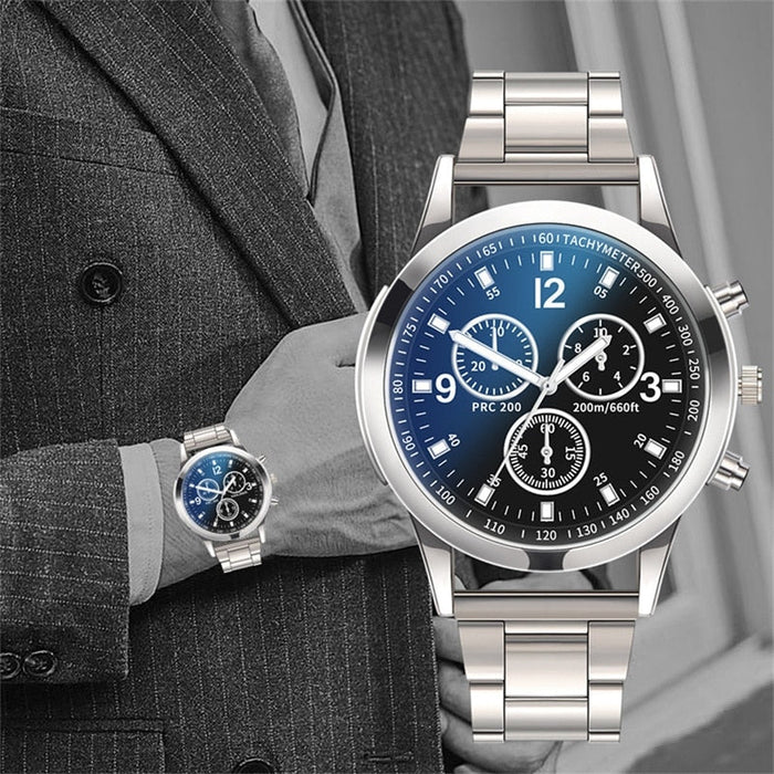 Fashion Mens Stainless Steel Watches Luxury Quartz Wristwatch Clock Men Business Casual Watch