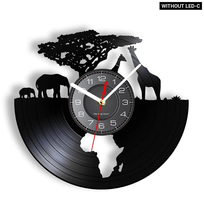 Jungle Animals Vinyl Record Wall Clock