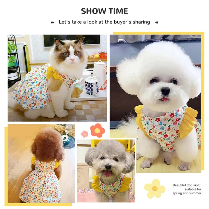 Girl Floral Dog Dress Pet Clothes