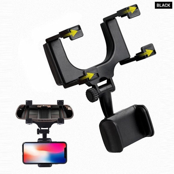 Car Phone Holder Rearview Mirror Mount Car Phone Bracket Navigation GPS Stand Foldable Adjustment Holder Car Cell Phone Support