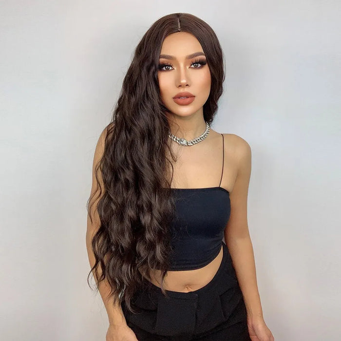 Haircube Brown Curly Wavy Wig