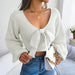 Fall Knit Bow Crop Sweater